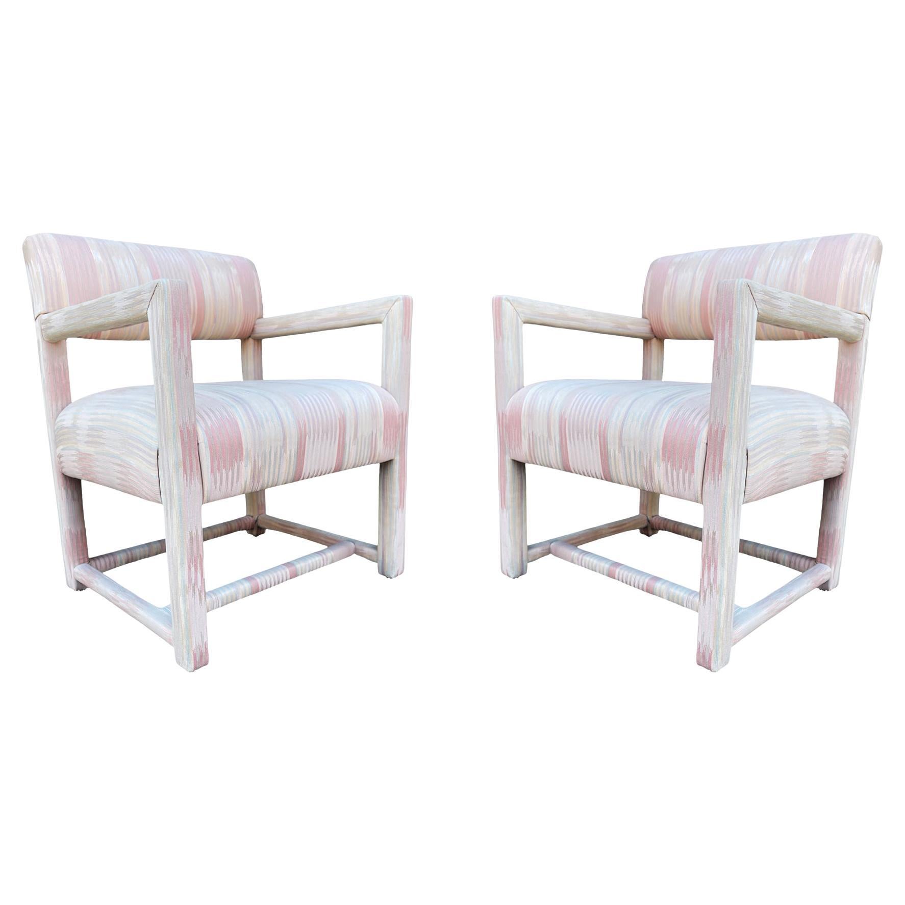 Pair of Mid-Century Modern Parsons Armchair Lounge Chairs after Milo Baughman For Sale