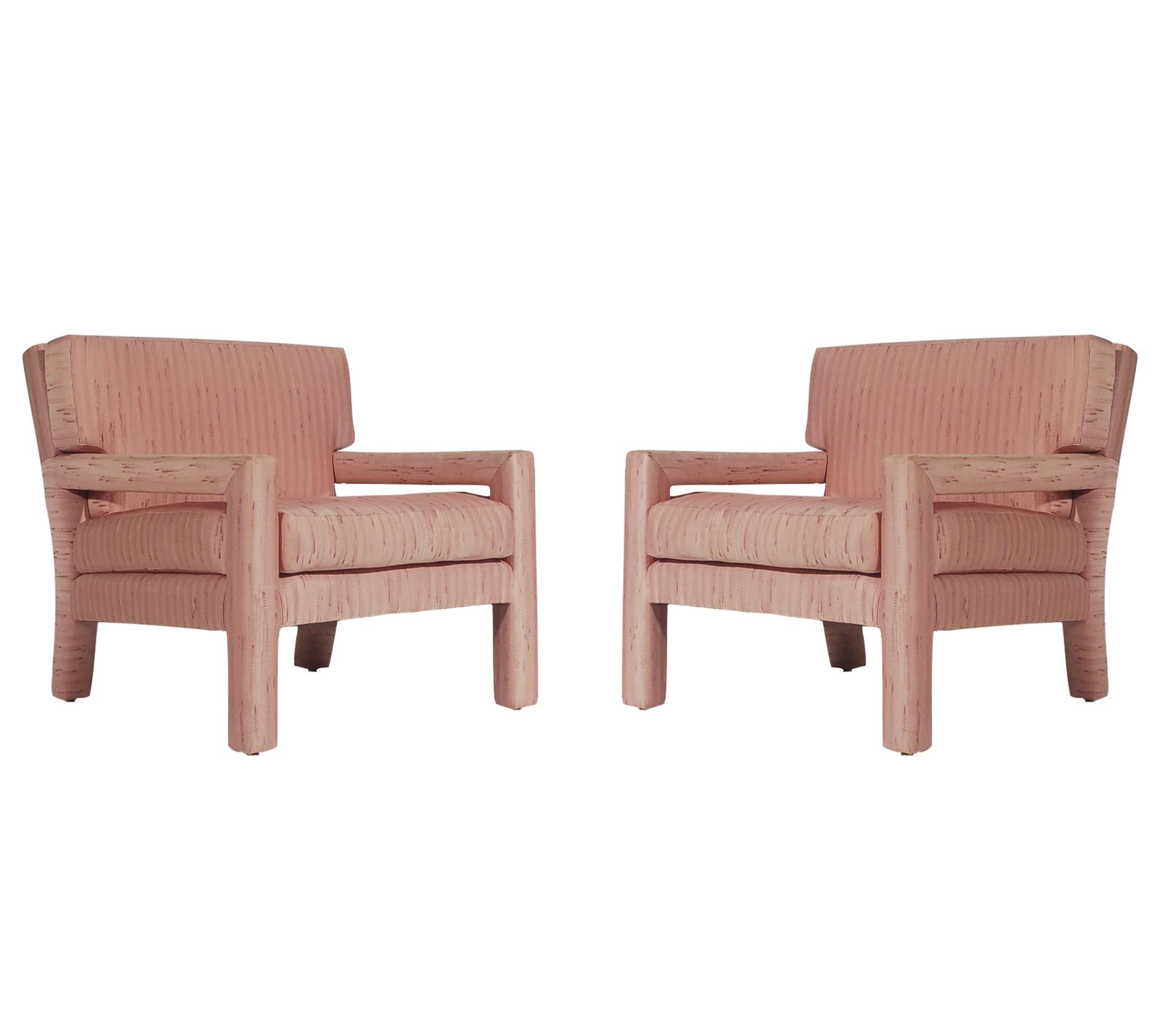 Pair of Mid-Century Modern Parsons Lounge or Club Chairs after Milo Baughman 5