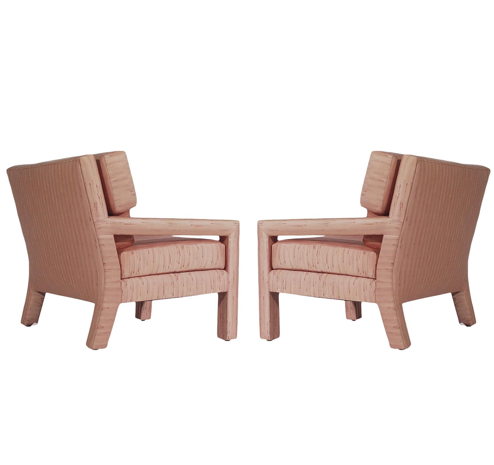 Pair of Mid-Century Modern Parsons Lounge or Club Chairs after Milo Baughman 2