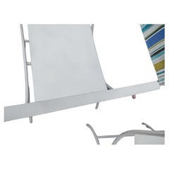 Pair Mid Century Modern Iron Patio Directors Chairs w New Sunbrella Backs 1960