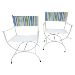Paire de chaises de direction de patio The MODERNS avec nouveaux dossiers Sunbrella 1960