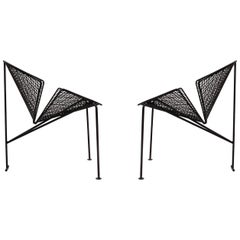 Vintage Pair of Mid-Century Modern Patio Lounge Clamshell Chairs by Salterini