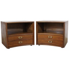 Pair of Mid-Century Modern Paul Frankl Johnson 'Emissary' Curved Nightstands