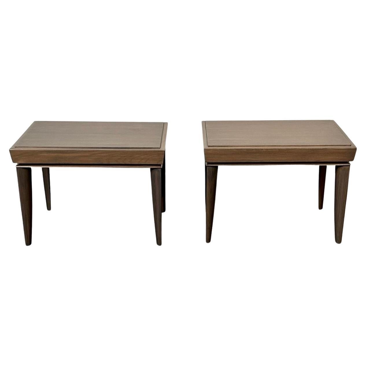 Pair of Mid-Century Modern Paul Frankl Labeled Brown Saltman Side / End Tables