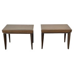 Retro Pair of Mid-Century Modern Paul Frankl Labeled Brown Saltman Side / End Tables