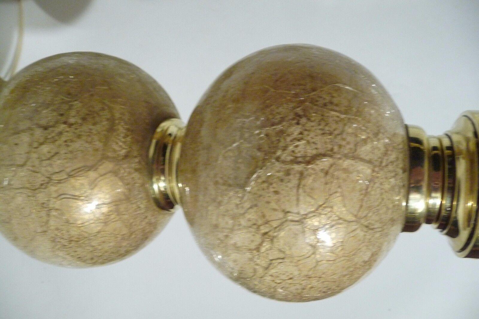 Pair of Mid-Century Modern Paul Hanson Brass & Glass 3 Tier Ball Lamps 2