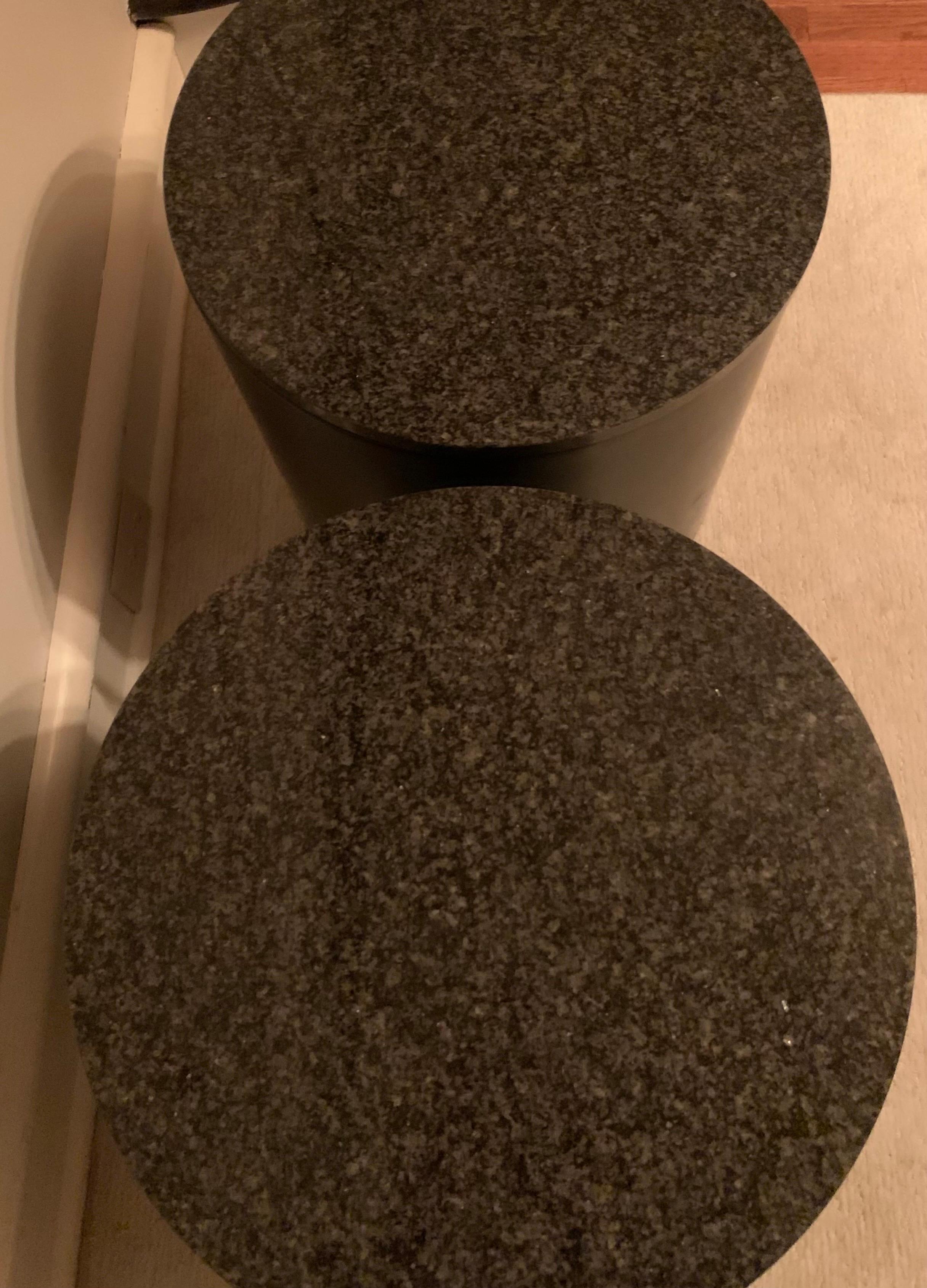Hand-Crafted Pair of Mid-Century Modern Paul Mayen Granite Side Tables For Sale