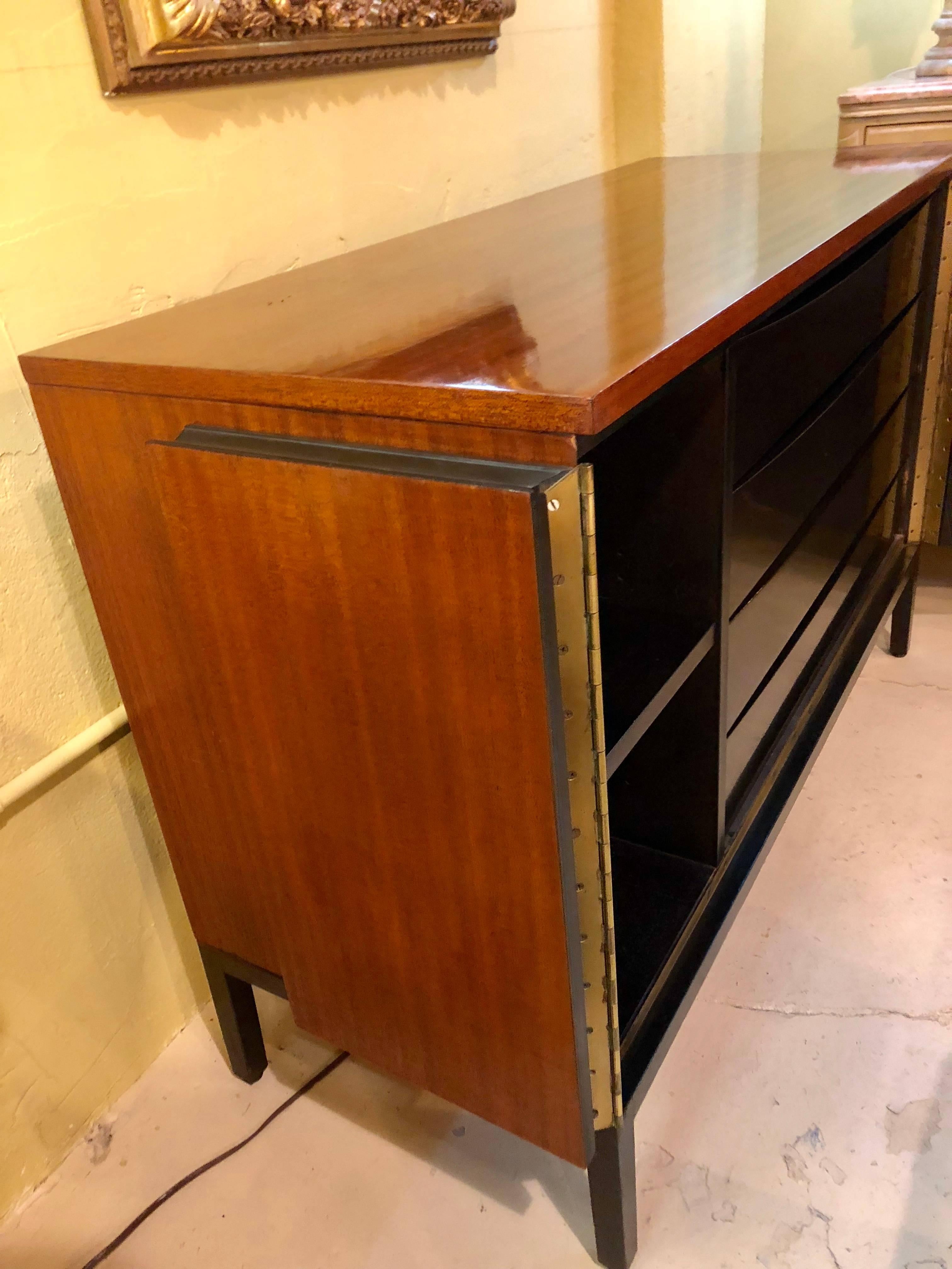 Wood Pair of Mid-Century Modern Paul McCobb for Calvin Chests or Nightstands Ebonized