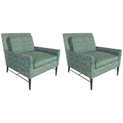 Pair of Mid-Century Modern Paul McCobb for Calvin Lounge Chairs with Brass