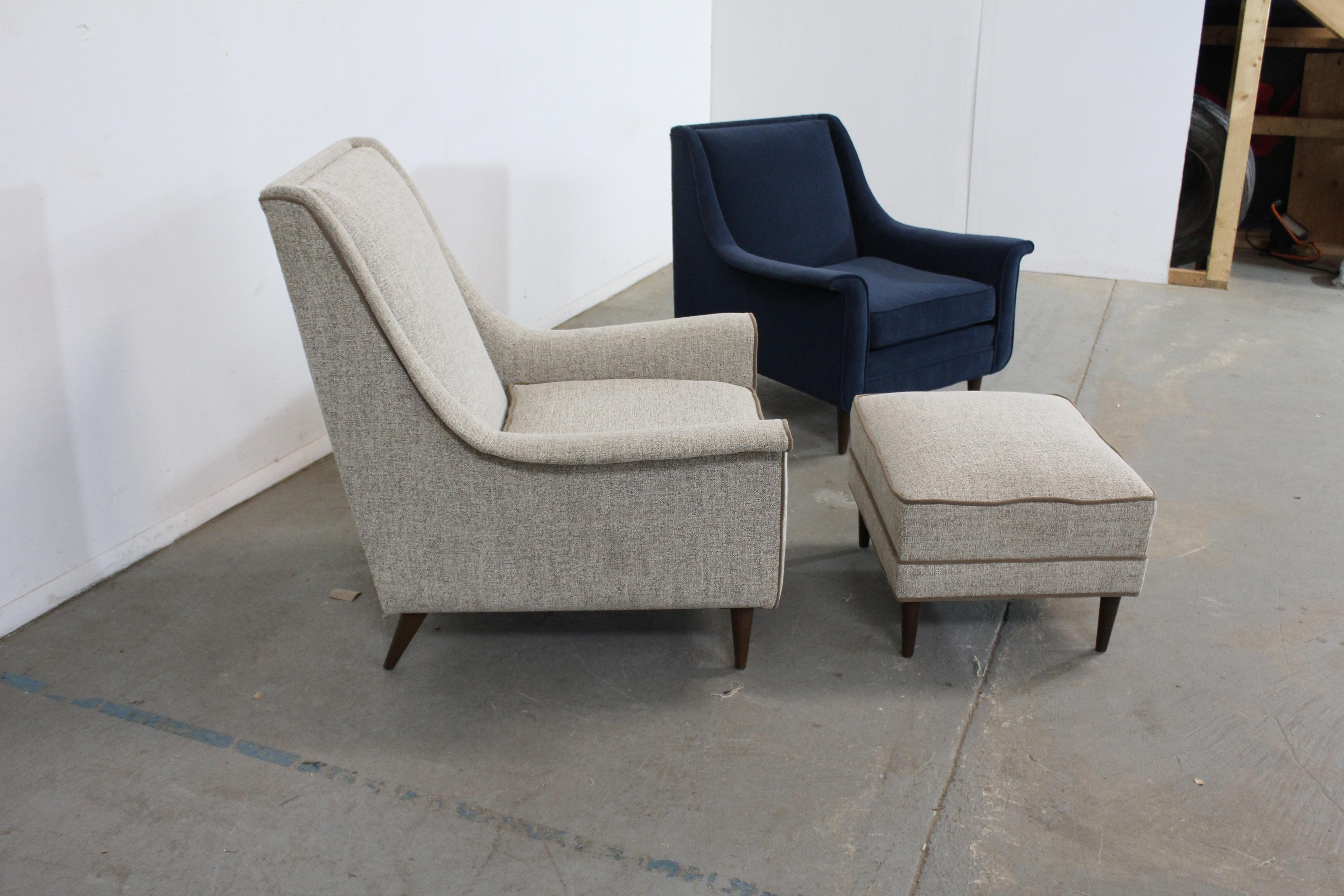 Pair of Mid-Century Modern Paul Mccobb Style Pencil Leg His/Her Lounge Chairs wi For Sale 1