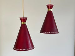 Pair of Mid-Century Modern Pendant Lamps, Paavo Tynell Style, Made in Finland