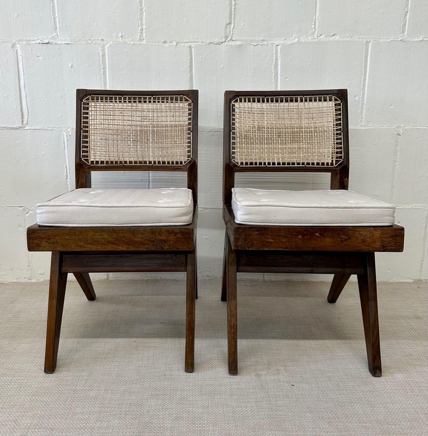 Cane Pierre Jeanneret, French Mid-Century Modern, Dining, Side Chairs, India, 1960s