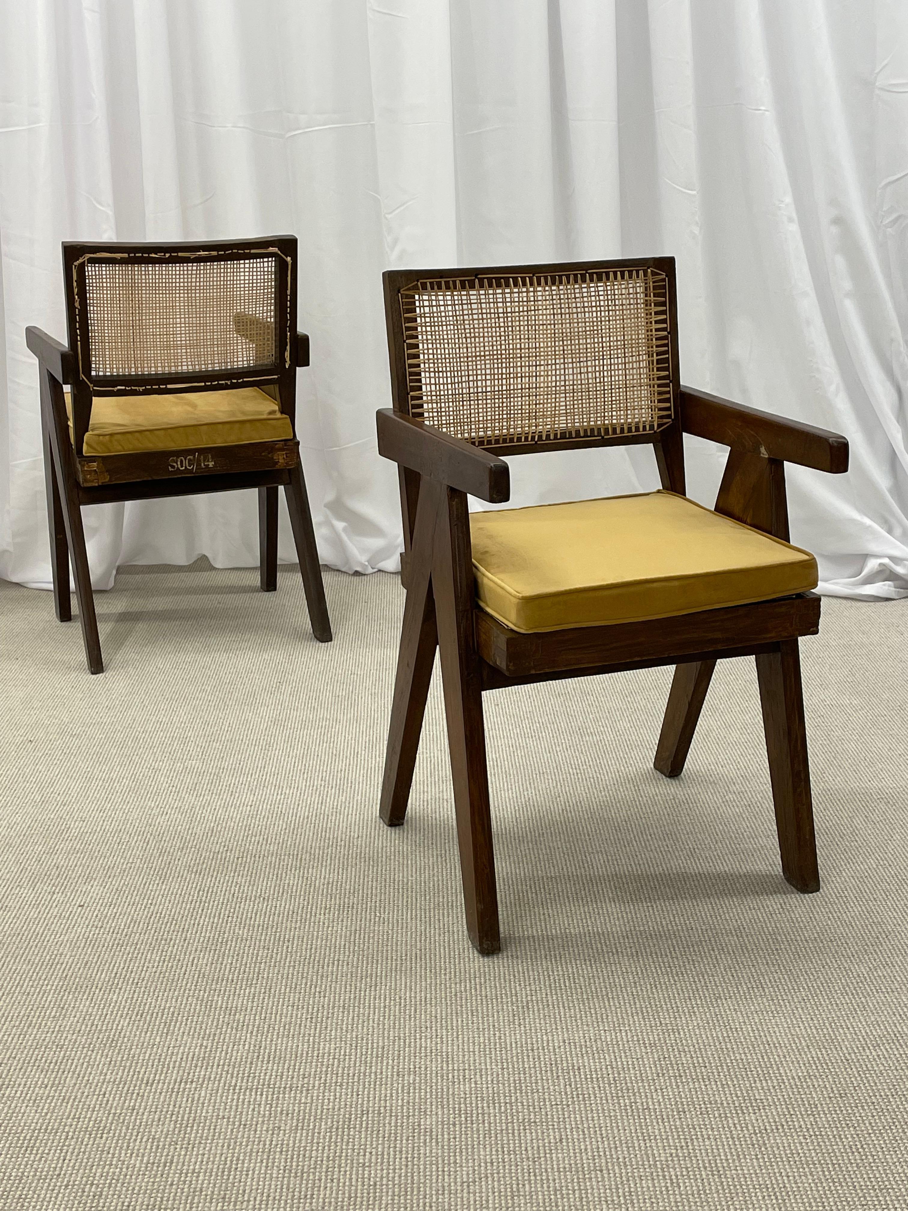 Indian Pair of Mid-Century Modern Pierre Jeanneret Office Chairs, Authentic