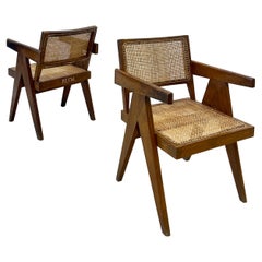 Pair of Mid-Century Modern Pierre Jeanneret Office Chairs Authentic