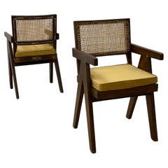 Pair of Mid-Century Modern Pierre Jeanneret Office Chairs, Authentic