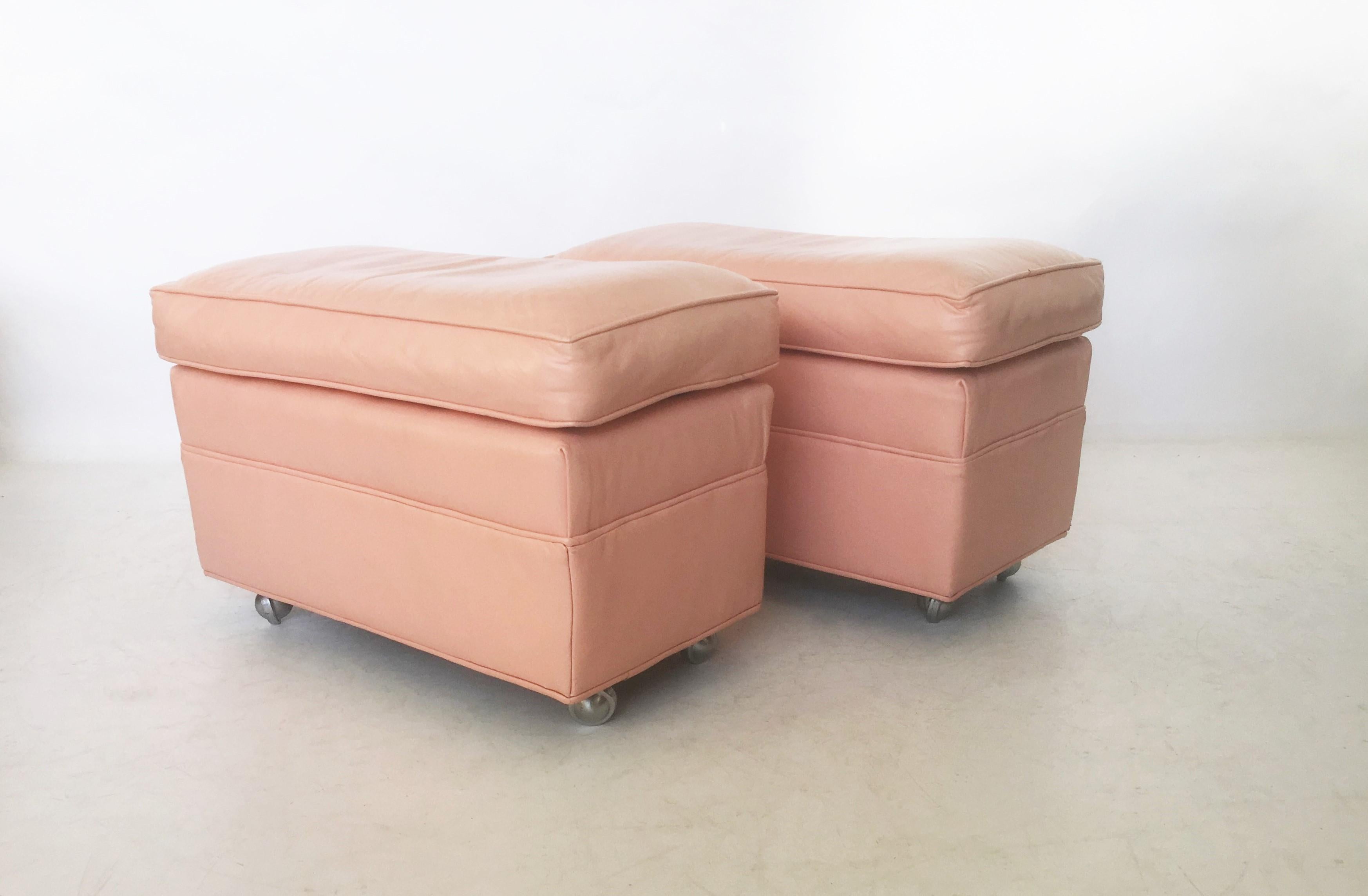 pink leather ottoman