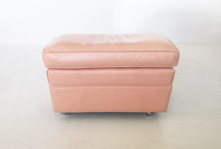 Pink leather sale ottoman