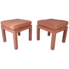 Pair of Mid-Century Modern Pink Ottomans