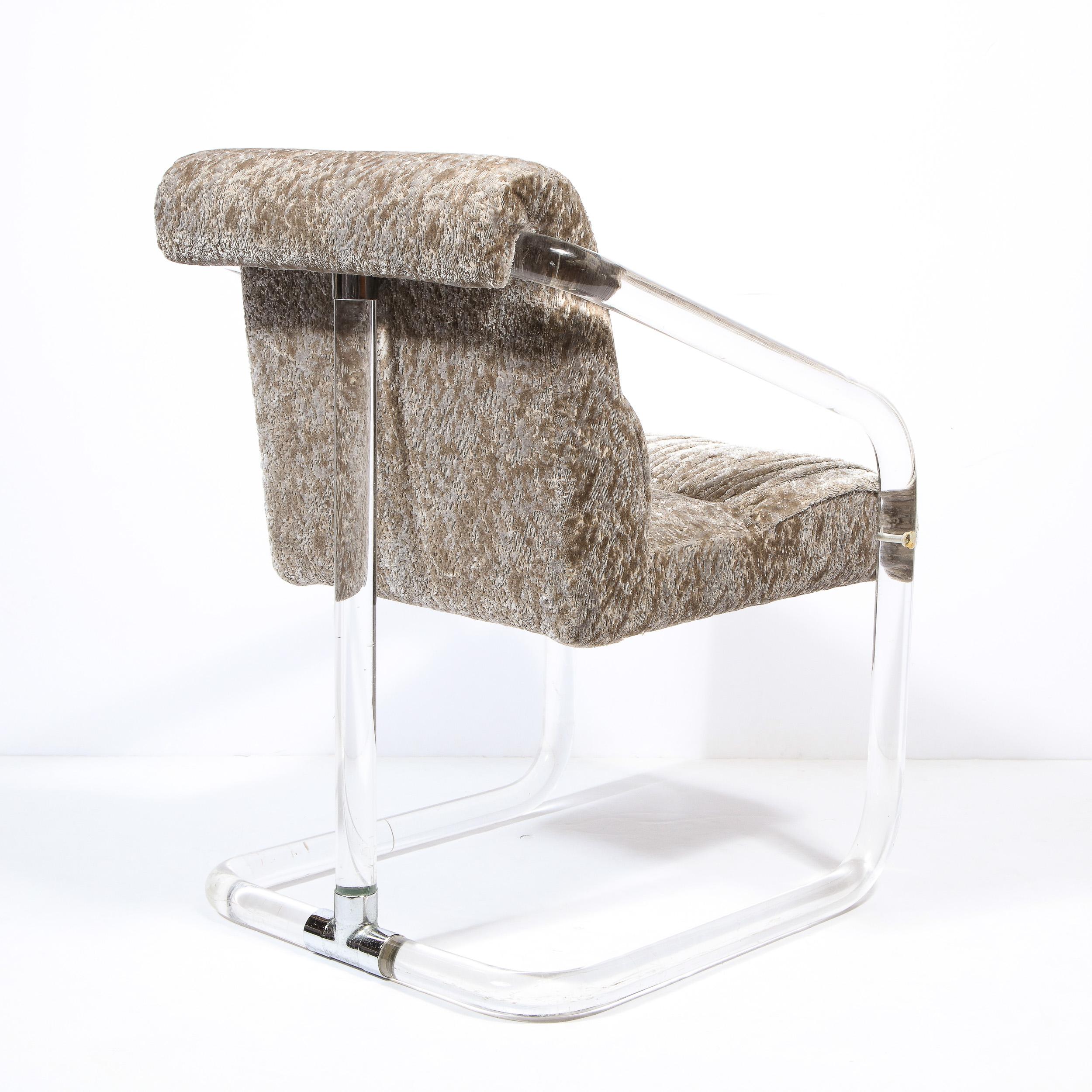 Fabric Pair of Mid-Century Modern Pipe Line Chairs in Lucite by Jeff Messerschmidt