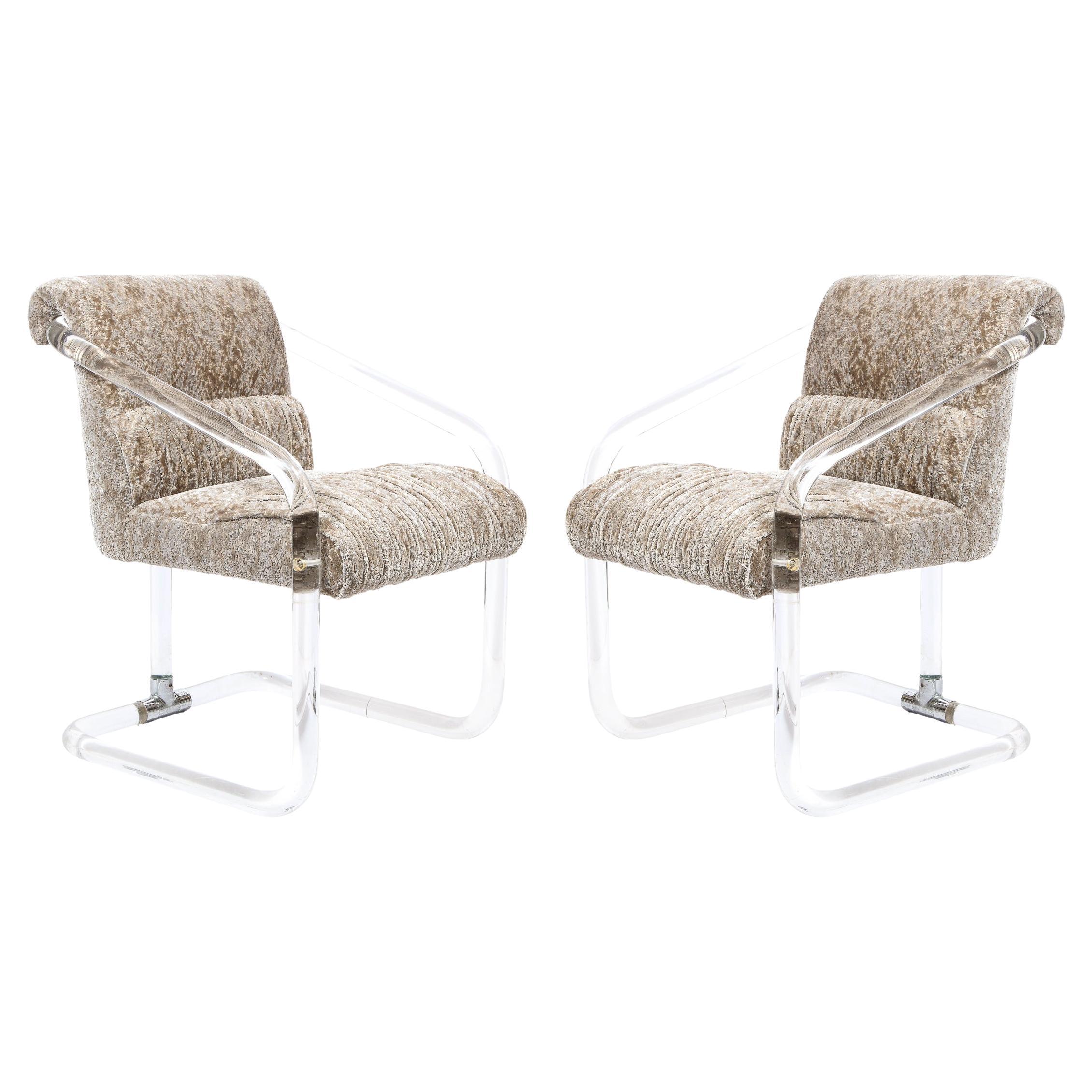 Pair of Mid-Century Modern Pipe Line Chairs in Lucite by Jeff Messerschmidt