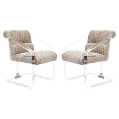 Pair of Mid-Century Modern Pipe Line Chairs in Lucite by Jeff Messerschmidt