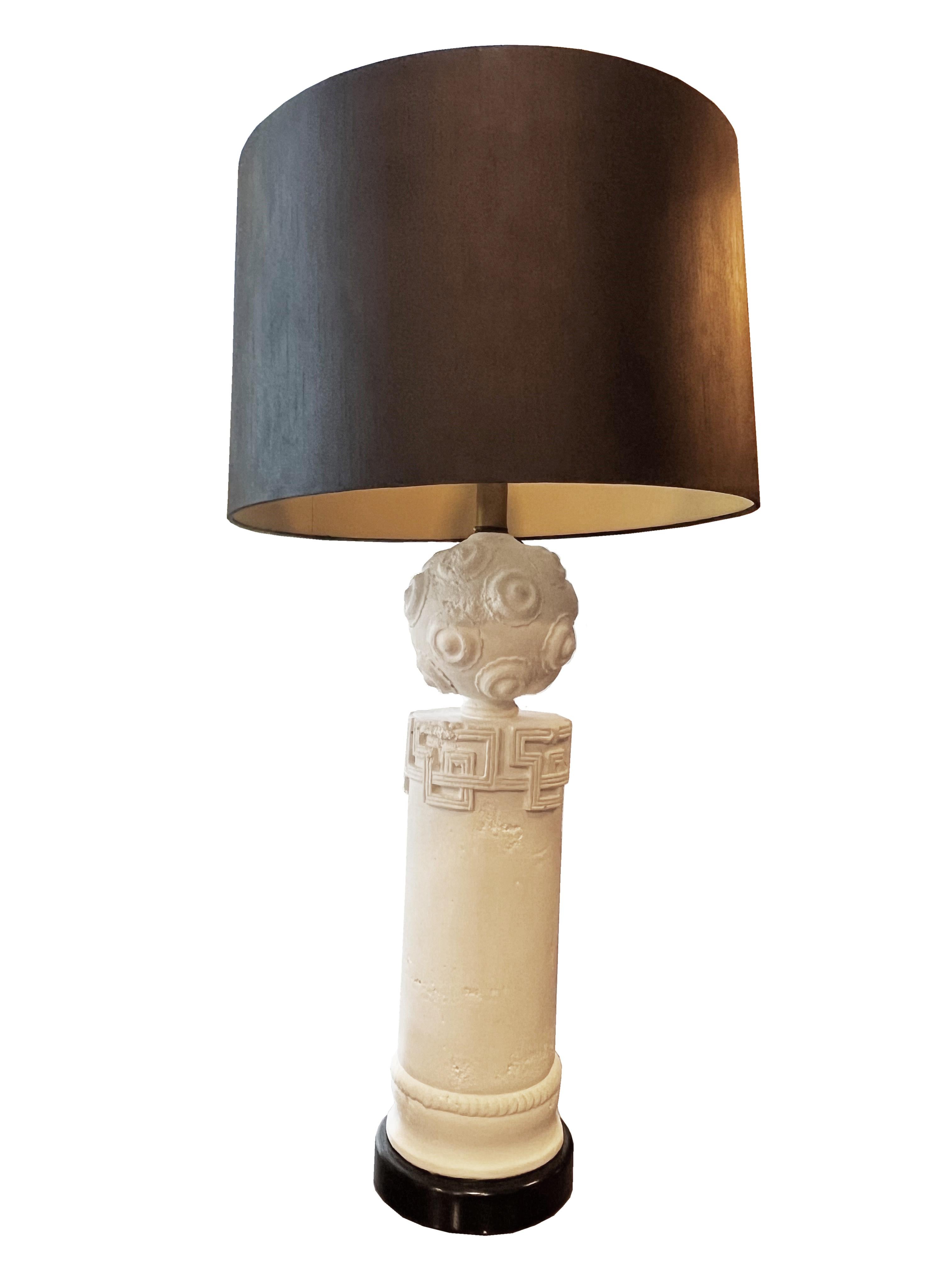 Silk Pair of Mid-Century Modern Plaster Lamps