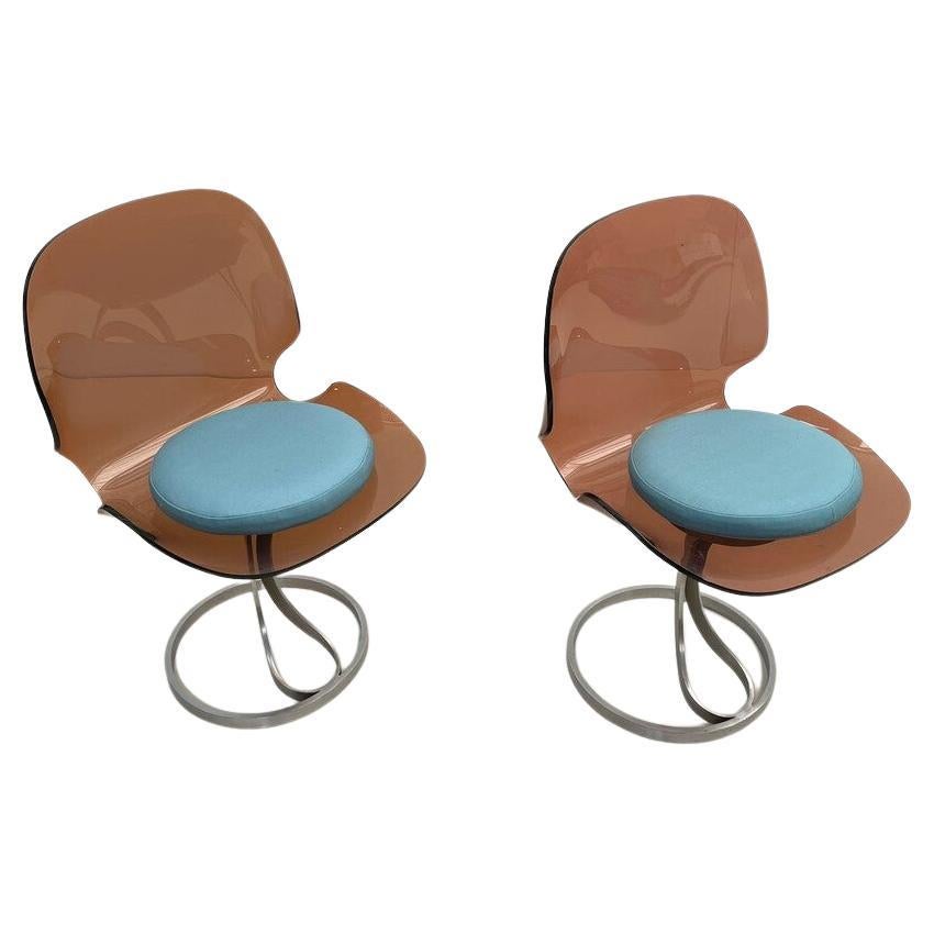 Pair of Mid-Century Modern Plexiglass Chairs, 1970 For Sale