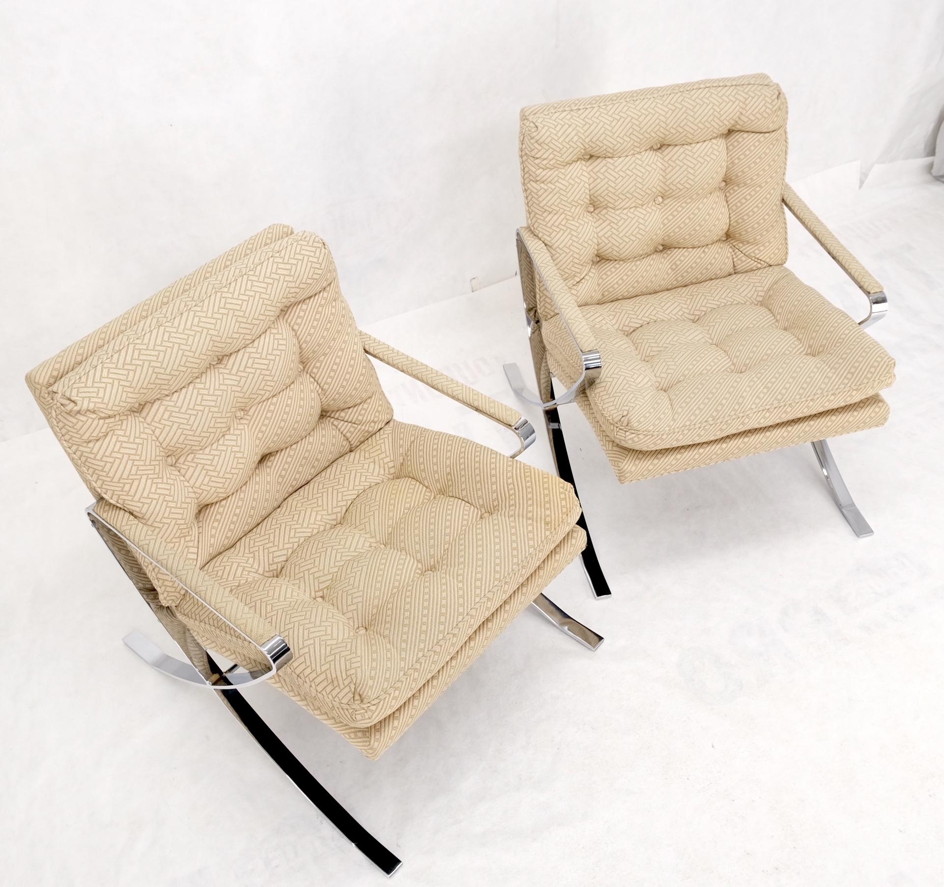 Pair of Mid-Century Modern Polished Stainless Steel Bauhaus Arm Lounge Chairs For Sale 8