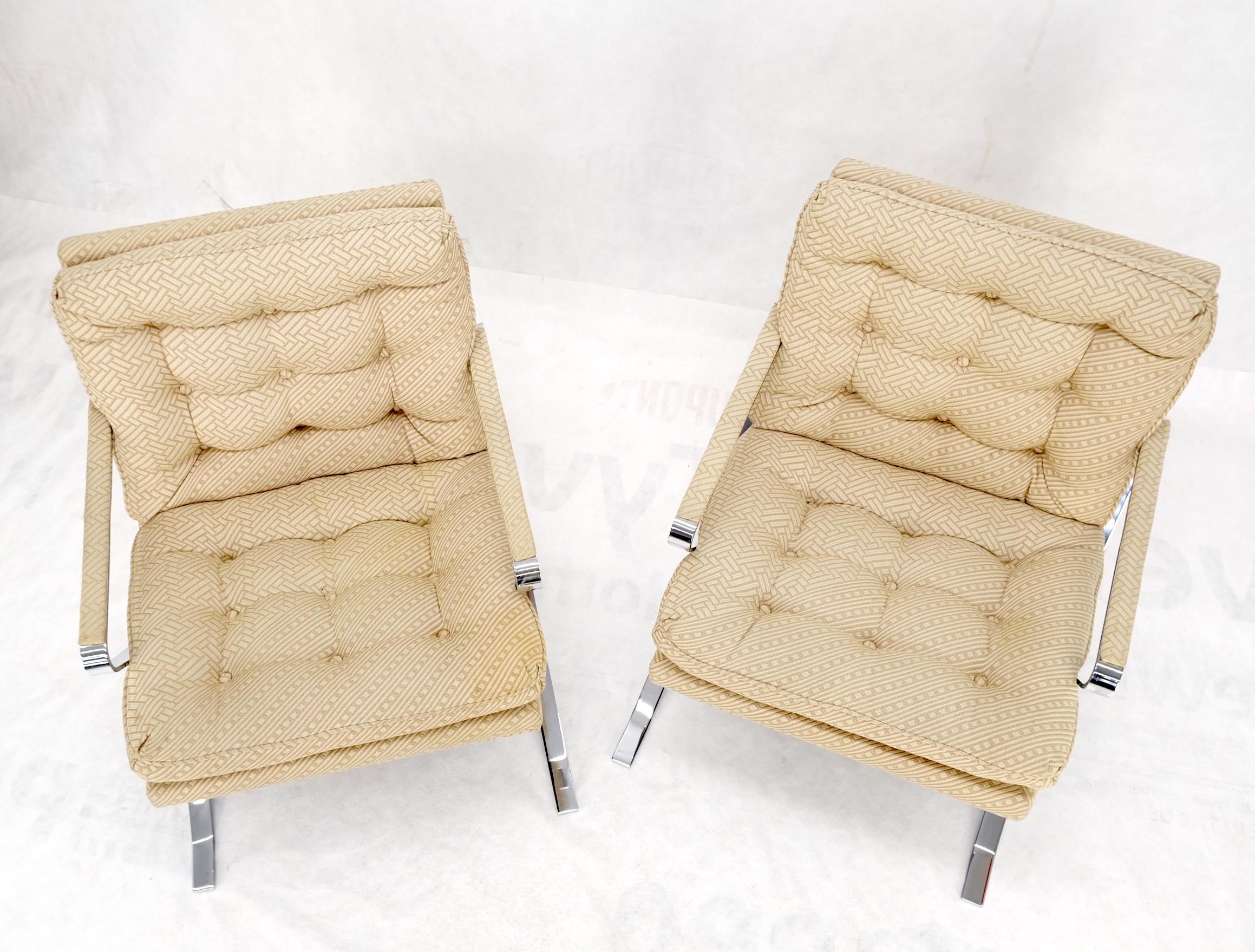 Pair of Mid-Century Modern Polished Stainless Steel Bauhaus Arm Lounge Chairs For Sale 9
