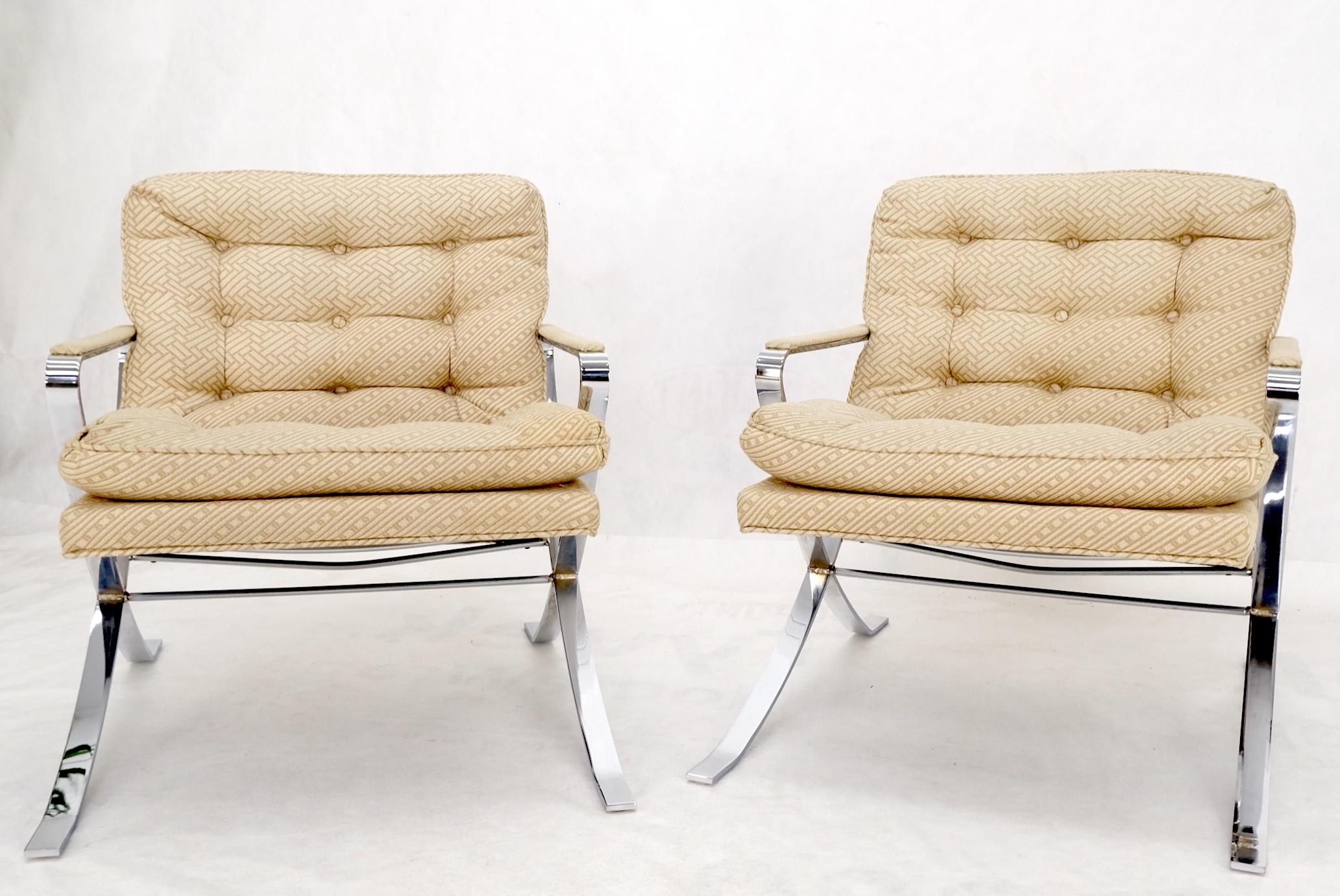 Pair of Mid-Century Modern Polished Stainless Steel Bauhaus Arm Lounge Chairs For Sale 10