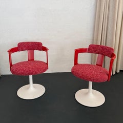 Pair Of Mid-Century Modern Raspberry Tulip Accent Chairs By Daystrom