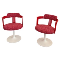 Pair Of Mid-Century Modern Raspberry Tulip Accent Chairs By Daystrom