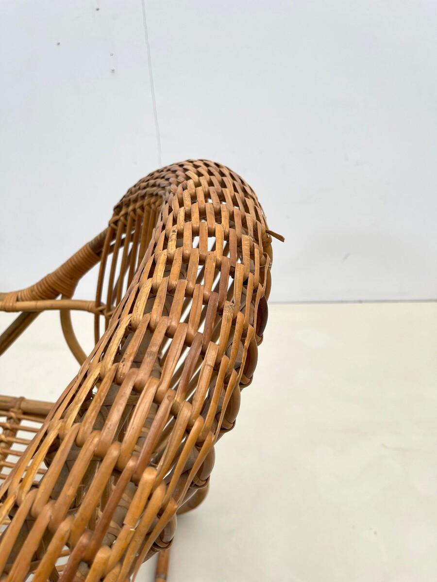 Pair of Mid-Century Modern Rattan Armchairs, Italy, 1960s For Sale 3