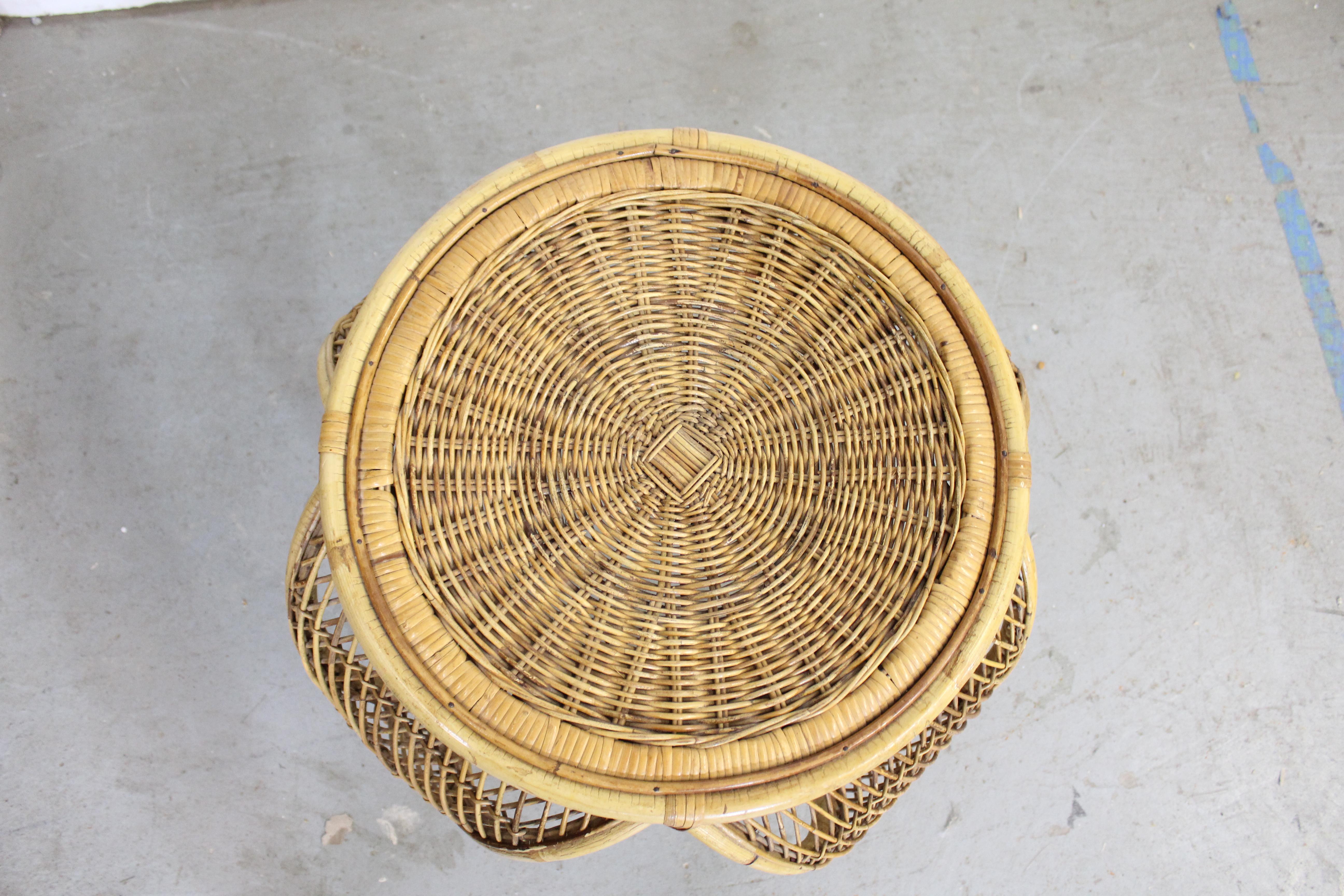 Pair of Mid-Century Modern Rattan End Tables 4