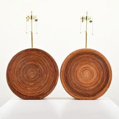 Pair of Mid-Century Modern Rattan Table Lamps