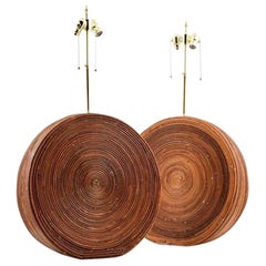 Pair of Mid-Century Modern Rattan Table Lamps