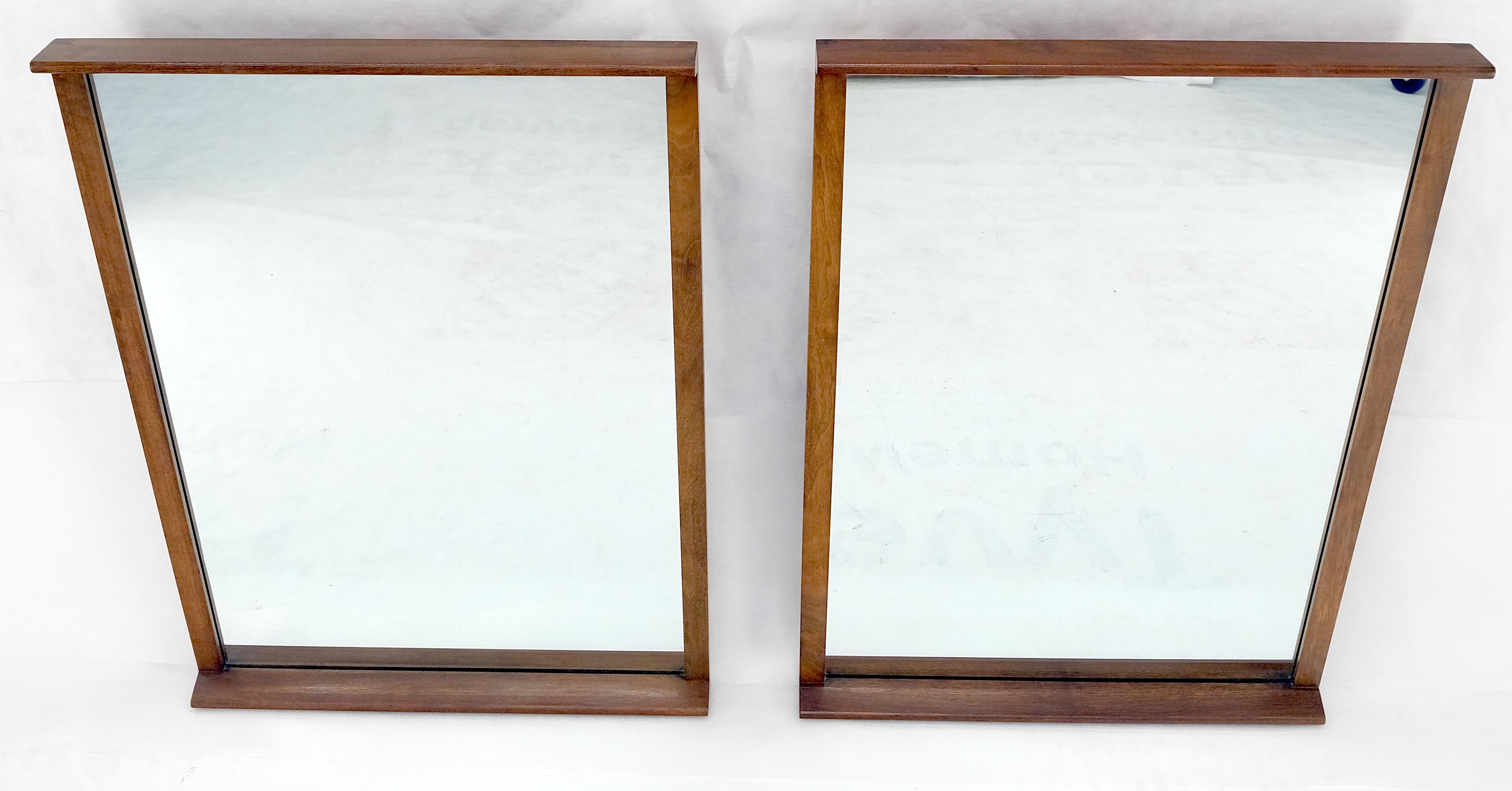 Lacquered Pair of Mid Century Modern Rectangle Walnut Wall Mirrors by John Stuart MINT! For Sale