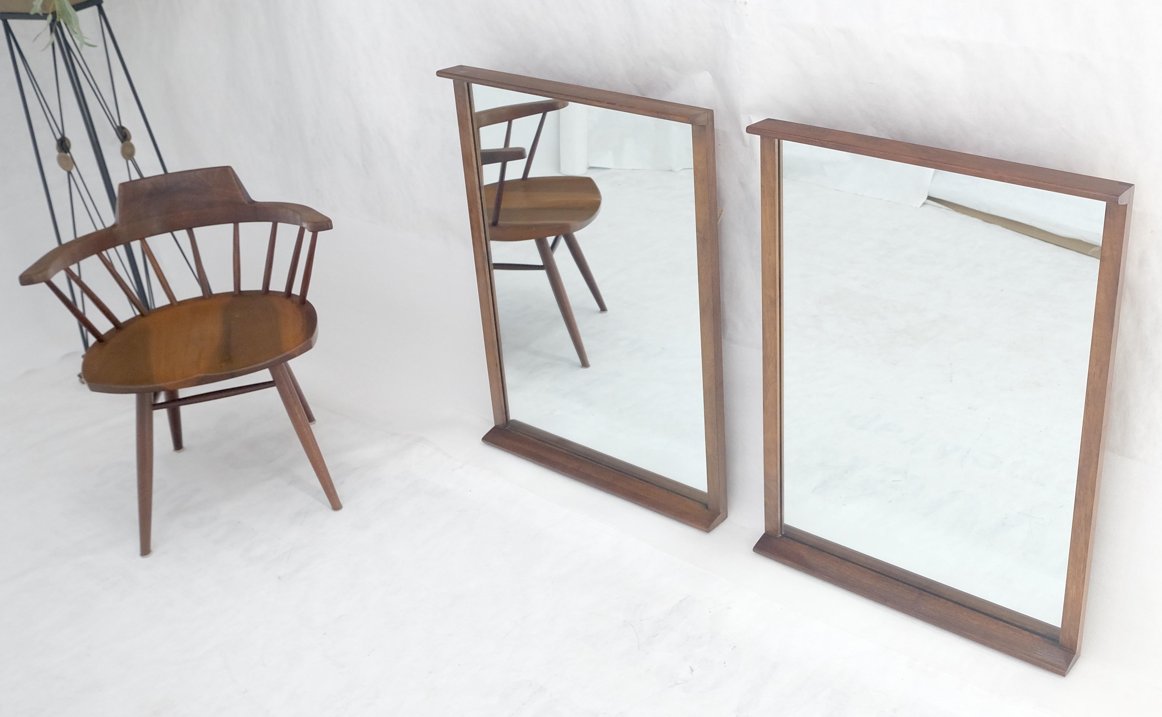 Pair of Mid Century Modern Rectangle Walnut Wall Mirrors by John Stuart MINT! For Sale 2