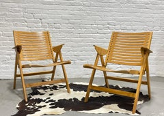 Pair of Mid-Century Modern "Rex" Folding Lounge Chairs Designed by Niko Kralj