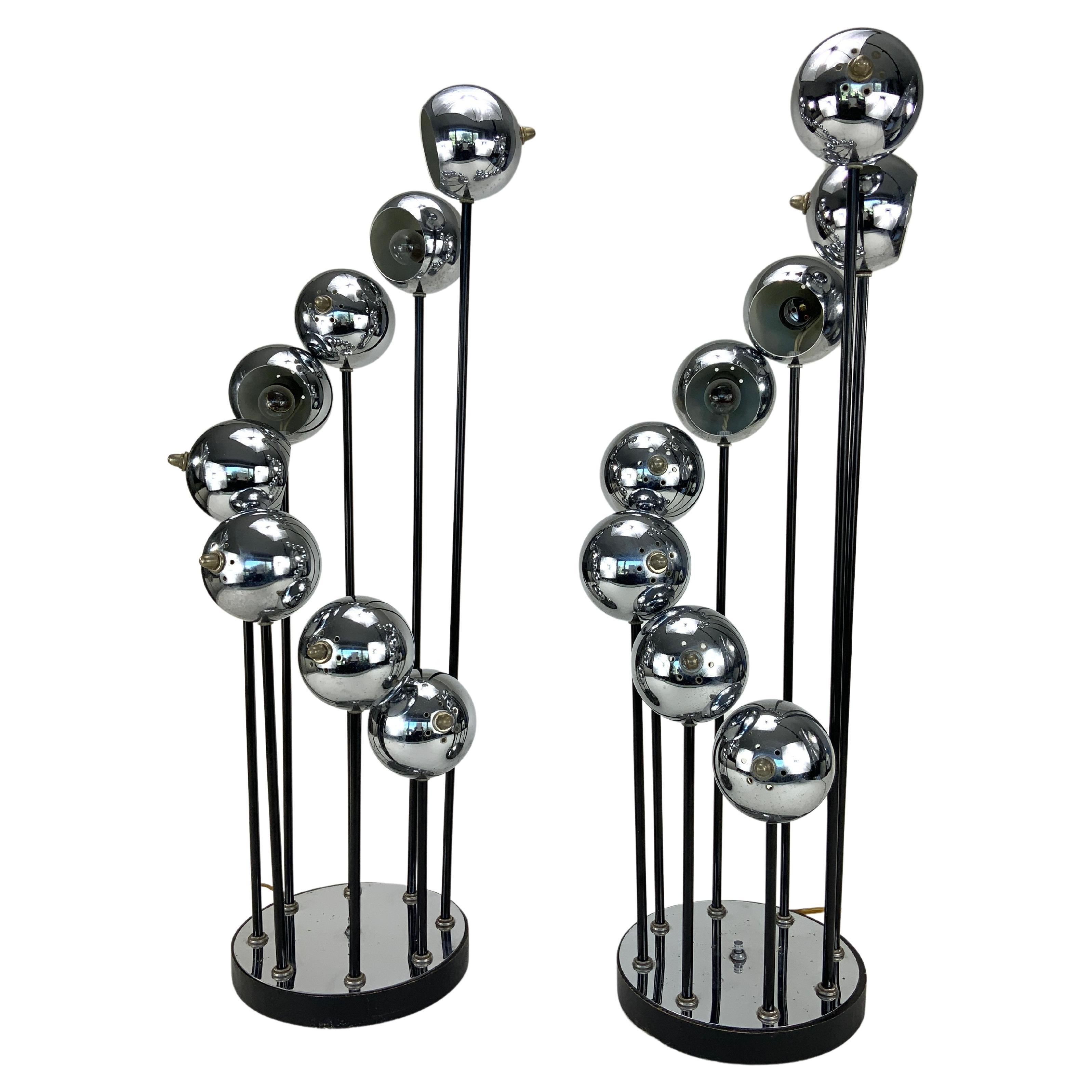 Pair of Mid-Century Modern Robert Sonneman Chrome Table Lamps, ca. 1960’s USA For Sale