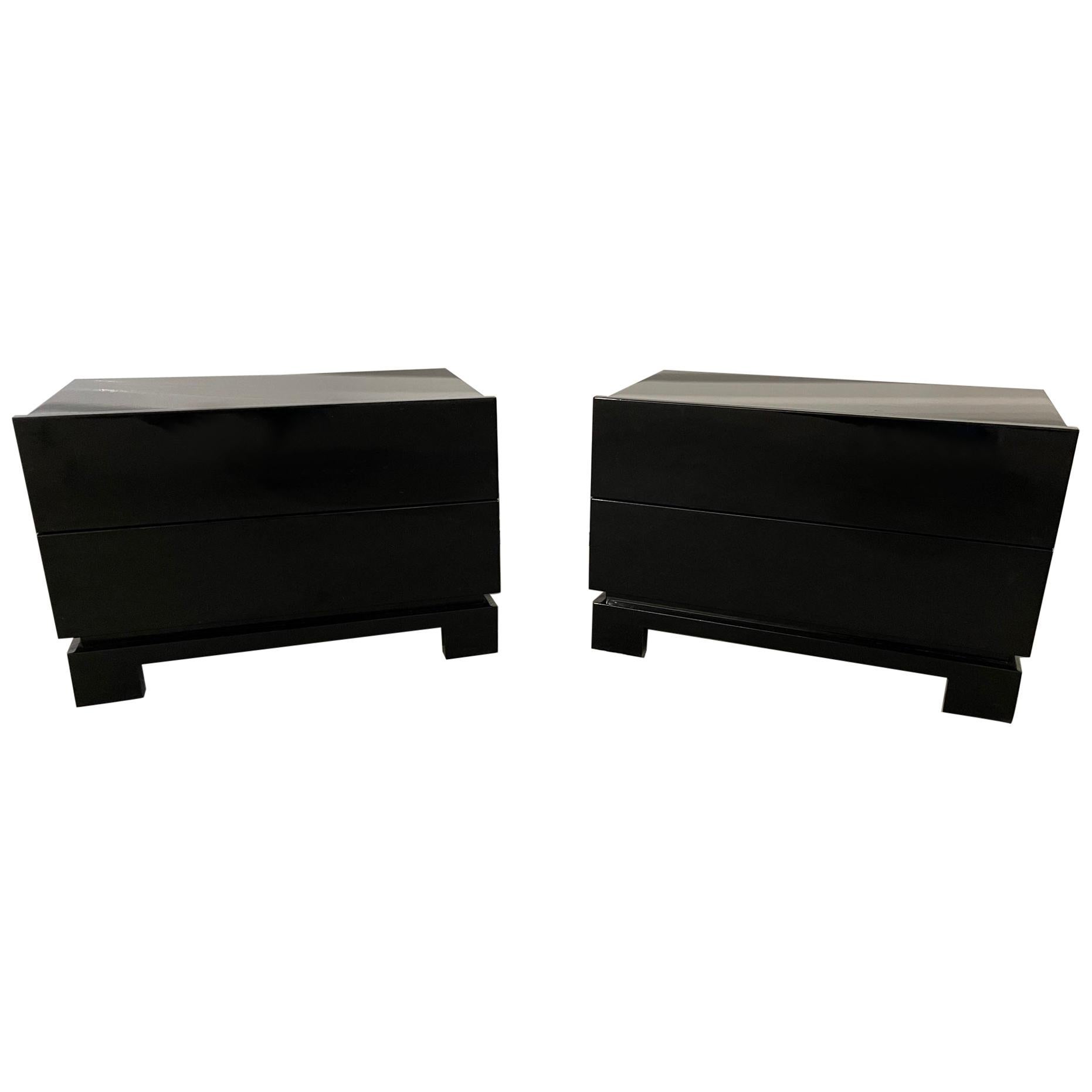Pair of Mid-Century Modern Roche Bobois French Lacquered Night or Bedside Stand