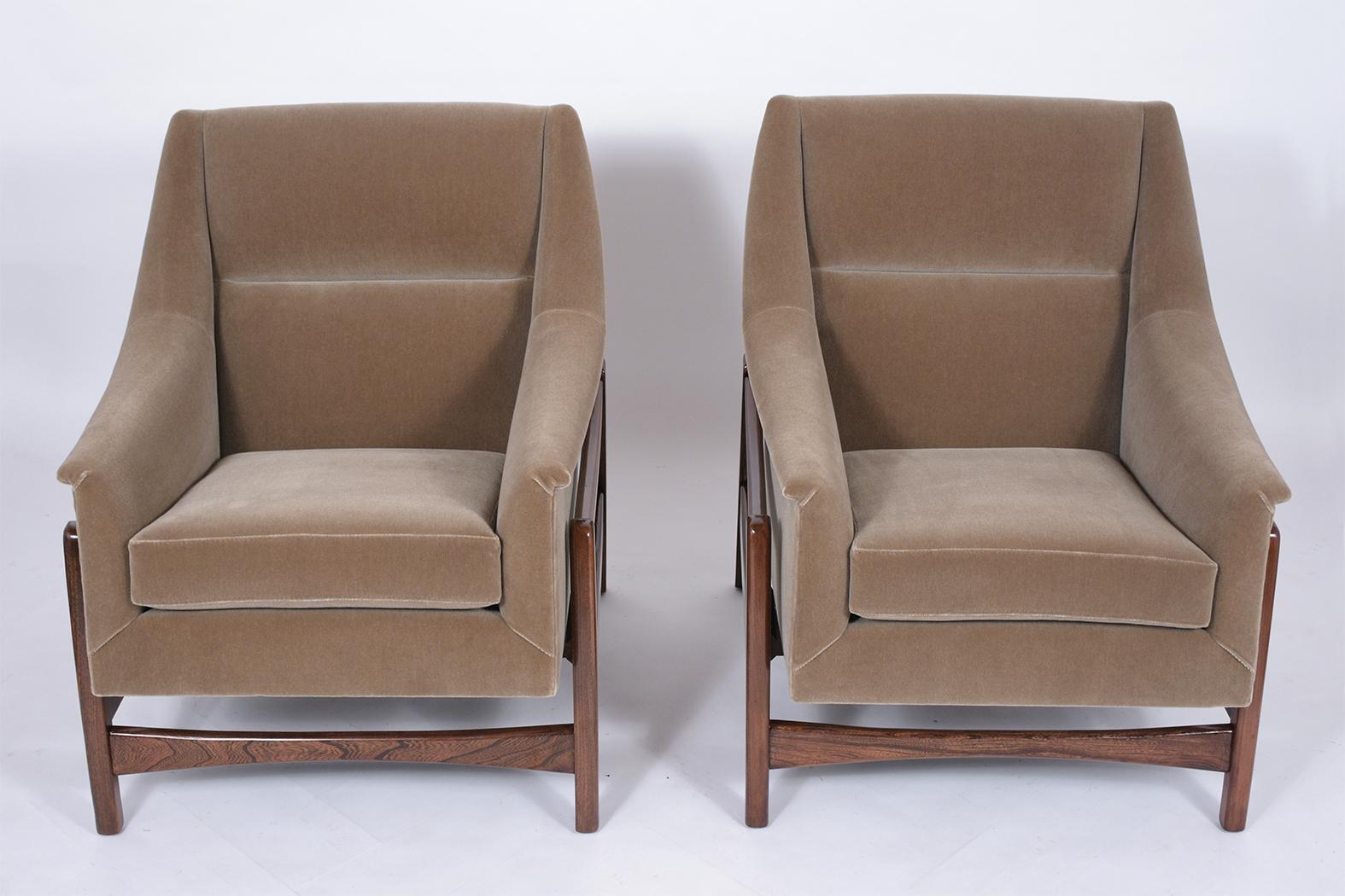 Hand-Crafted Pair of Mid-Century Modern Rocking Chairs
