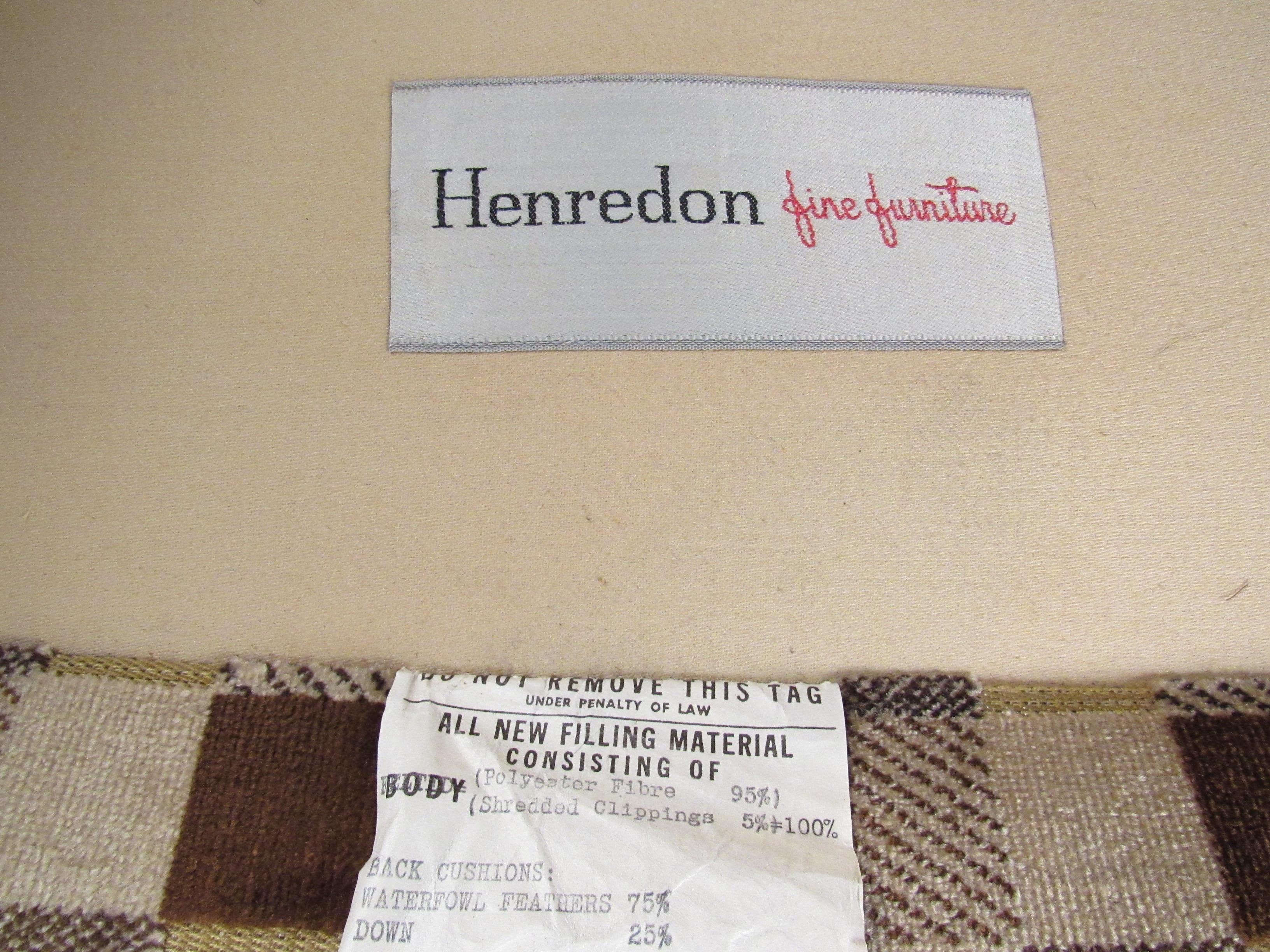 Pair of Mid-Century Modern Rolling Club Chairs by Henredon For Sale 4