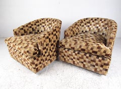 Pair of Mid-Century Modern Rolling Club Chairs by Henredon