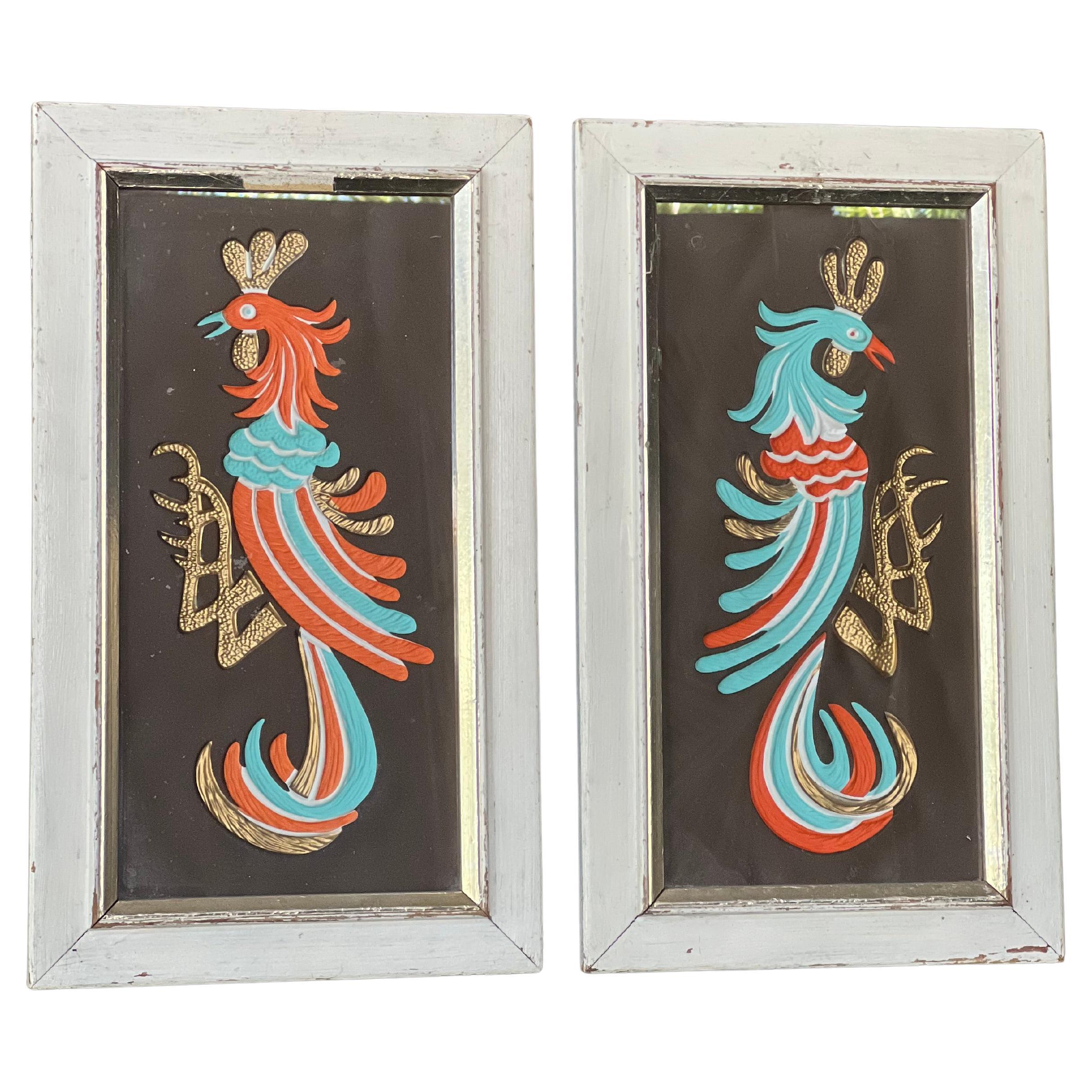 Pair of Mid-Century Modern Roosters from Turner Wall Accesory
