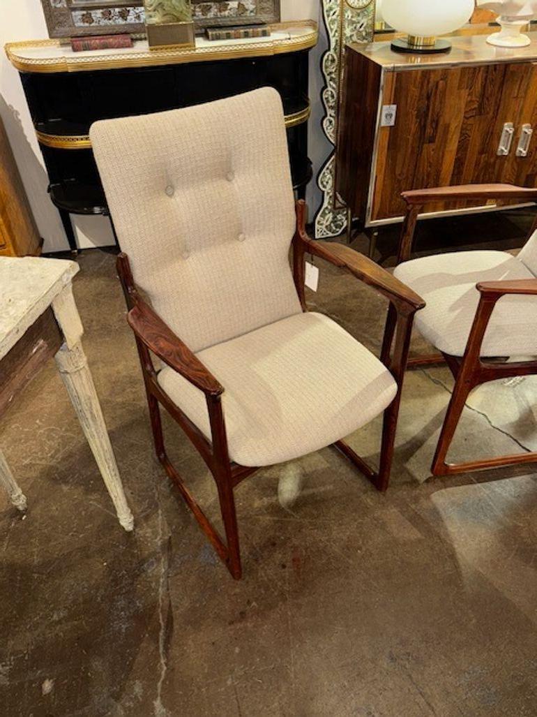 Pair of Mid Century Modern Rosewood Danish Armchairs For Sale 2