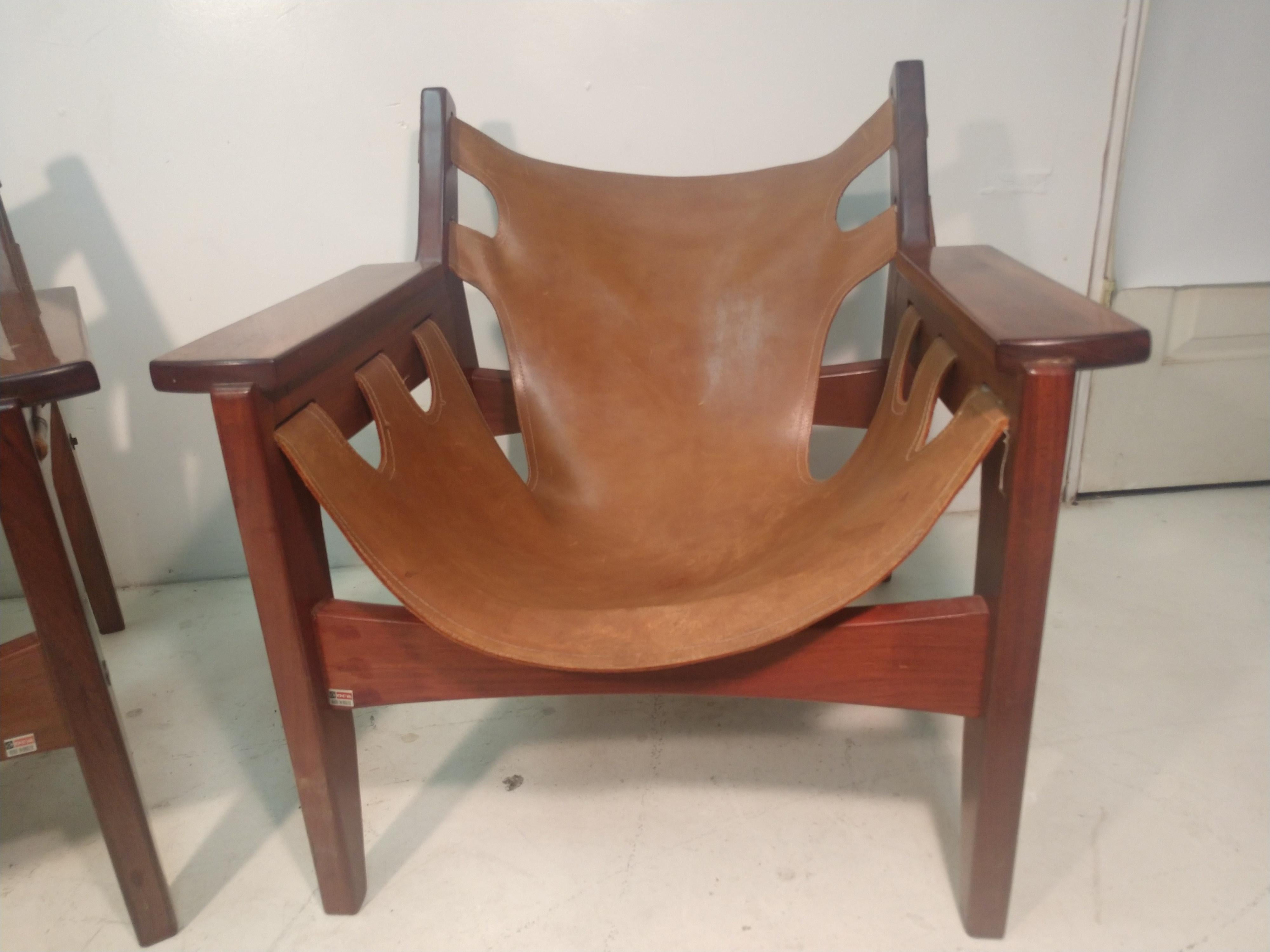Pair of Mid-Century Modern Rosewood & Leather Lounge Chairs by Sergio Rodrigues 6