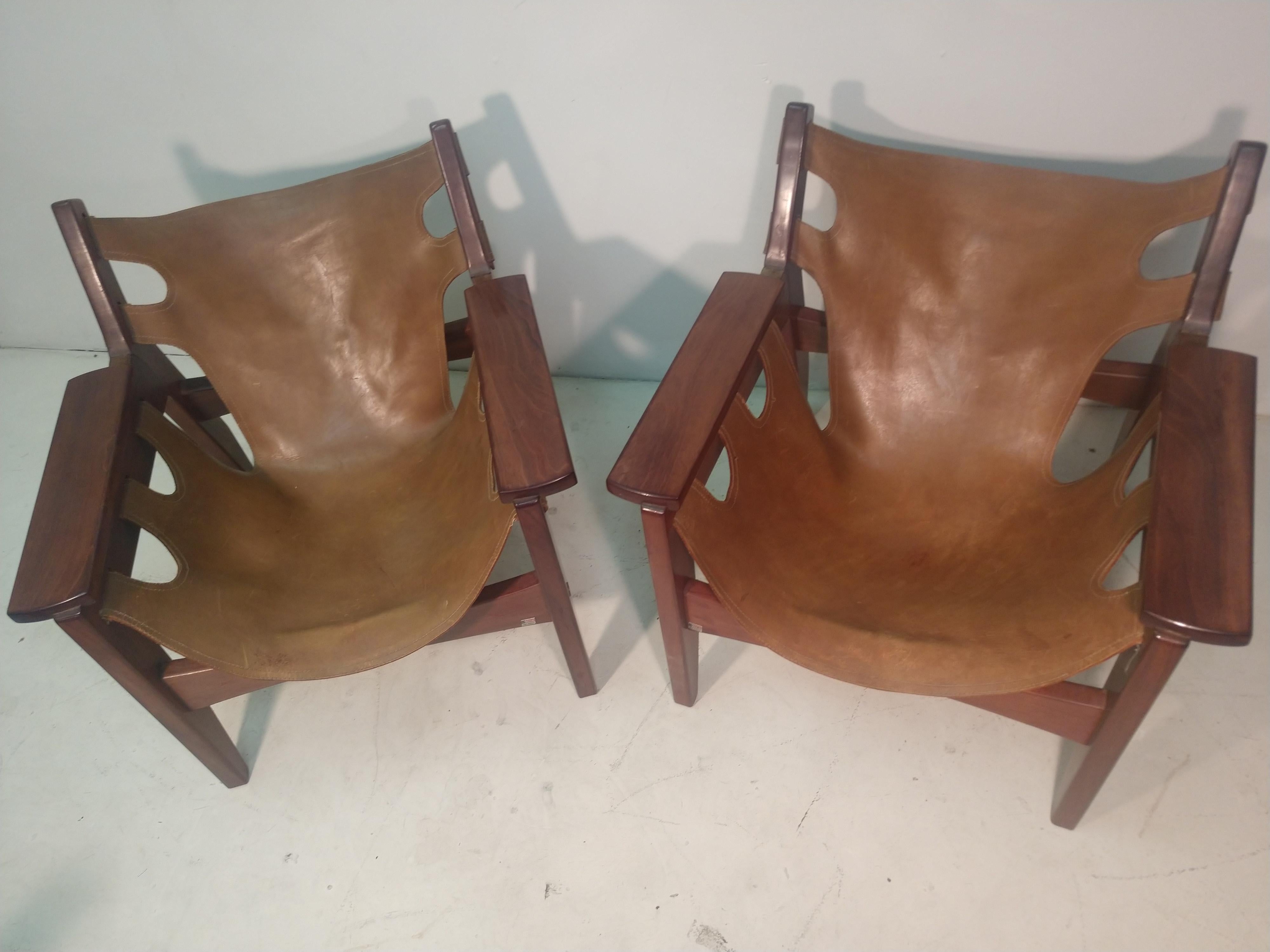 Pair of Mid-Century Modern Rosewood & Leather Lounge Chairs by Sergio Rodrigues 9