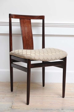 Pair of Mid-Century Modern Rosewood Side or Office Chairs with Upholstered Seat