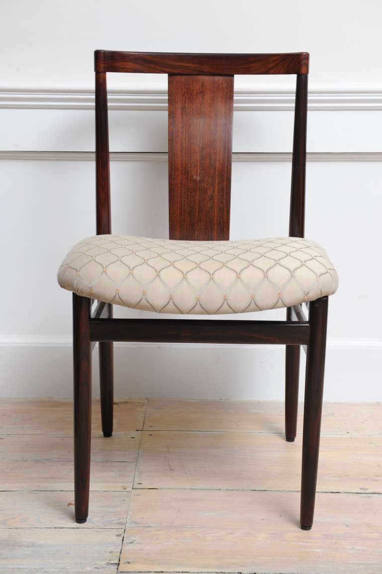 British Colonial Pair of Mid-Century Modern Rosewood Side or Office Chairs with Upholstered Seat For Sale
